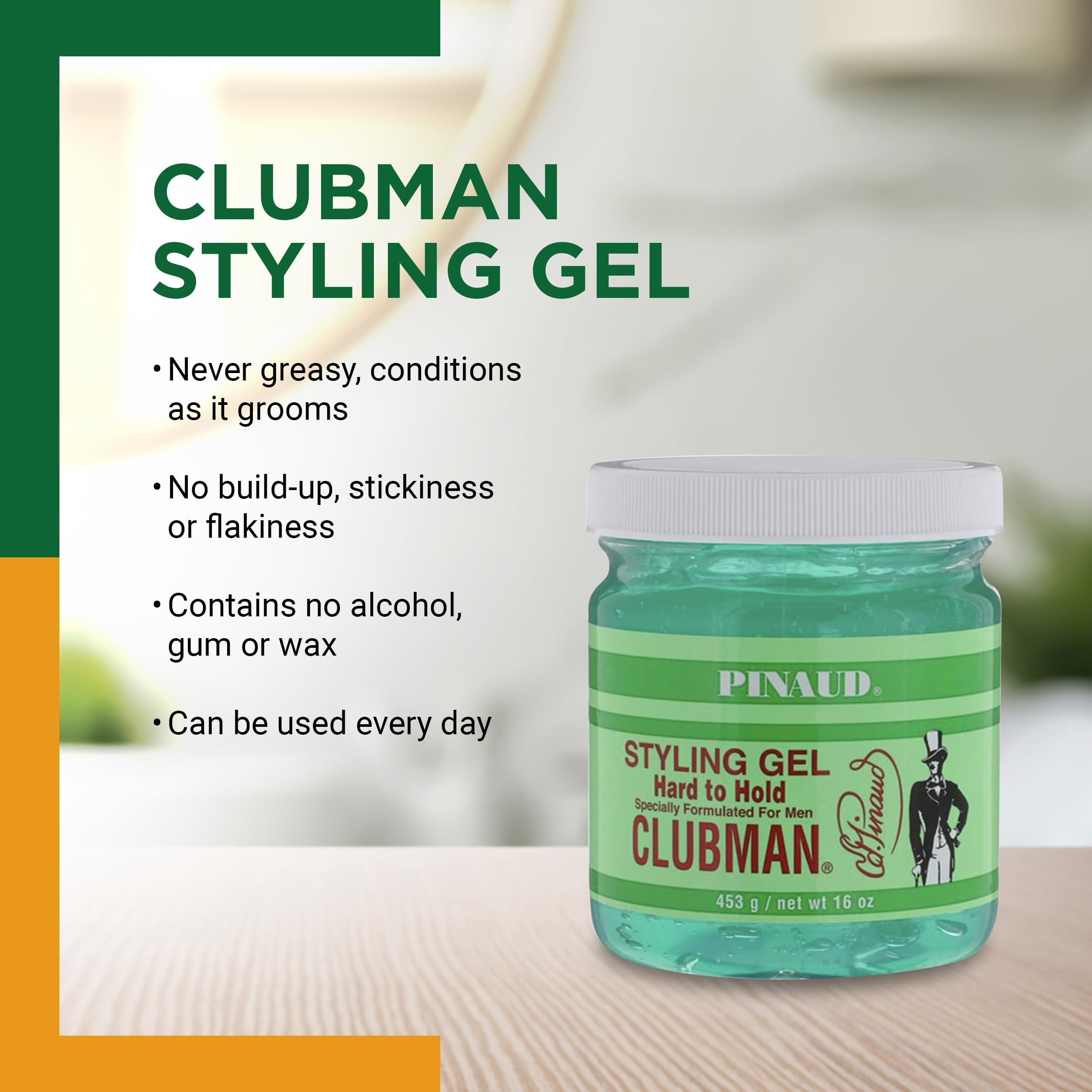 Clubman Clubman Pinaud Hard to Hold Styling Gel for Men, Extra Control, 16 Fl Oz (3 Pack)