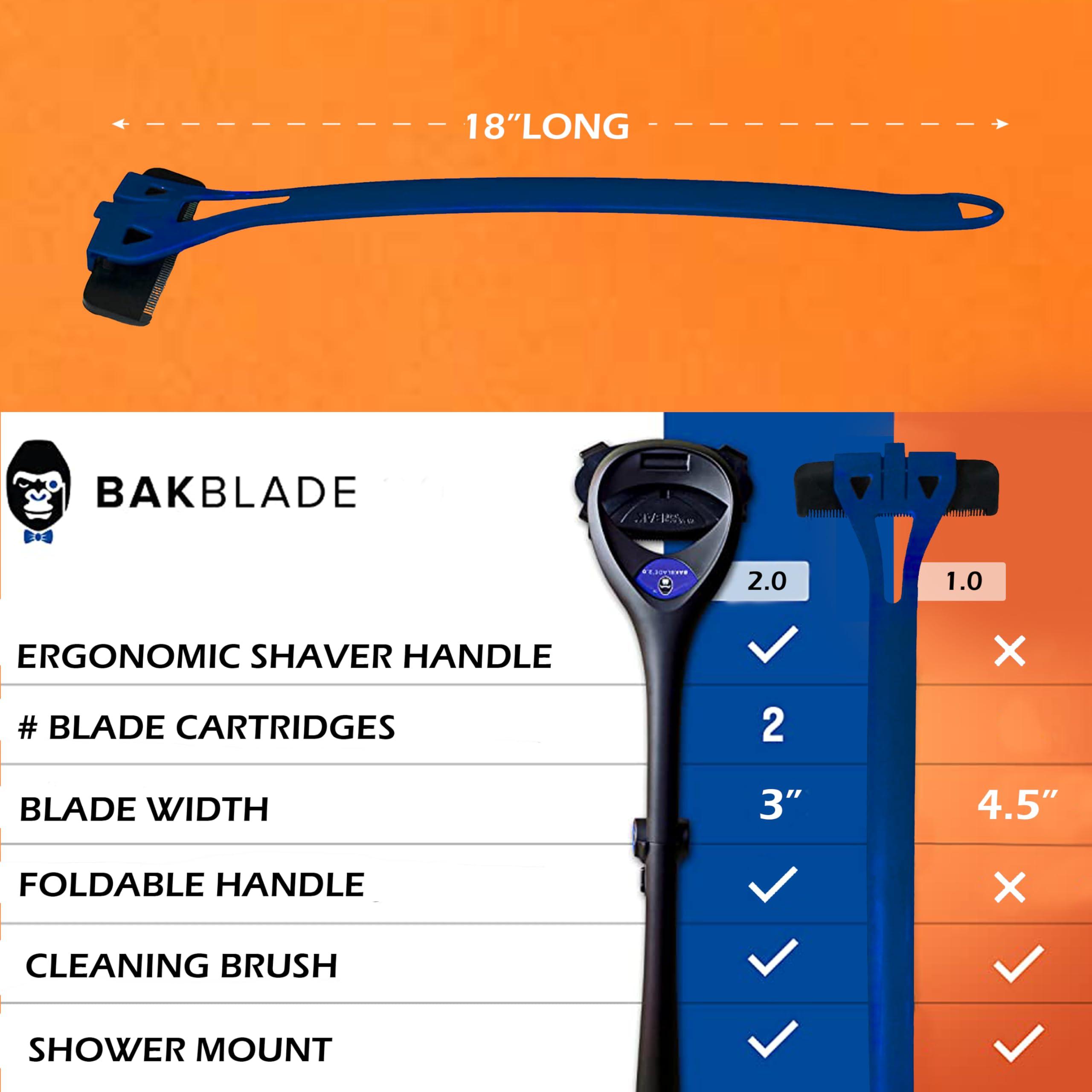 baKblade Bakblade 1.0 Back Shavers Men, Hair Removal Body Shaver (DIY) - Extra-Long Handle Trimmer, Wet Dry Shave