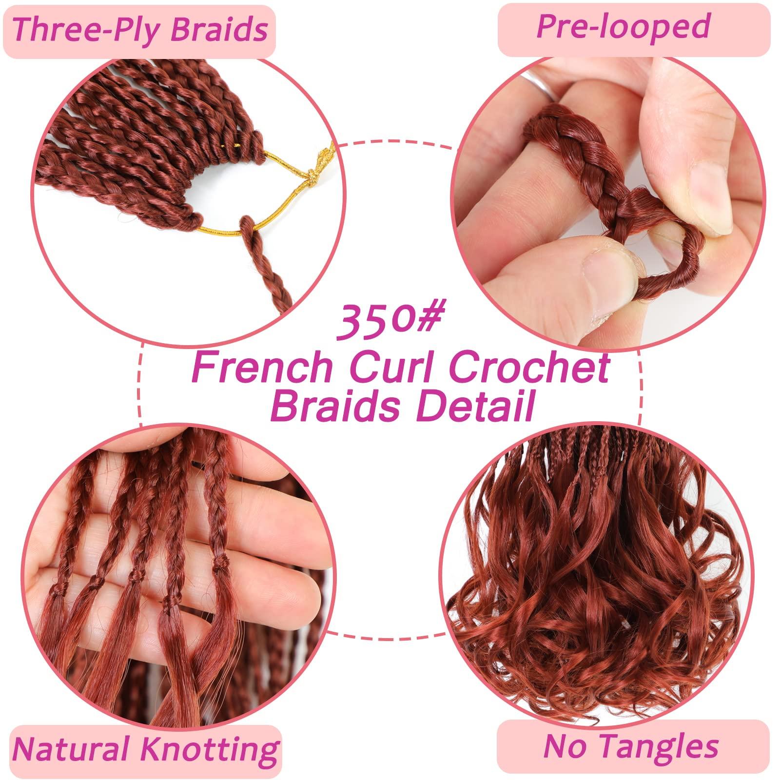 FIRSTCYH HAIR French Curl Crochet Braids Hair-Boho Goddess Box Braids Crochet Hair Pre Looped French Curly Braiding Hair Crochet Box Braids Hair for Black Women (22(8Packs), 350#)