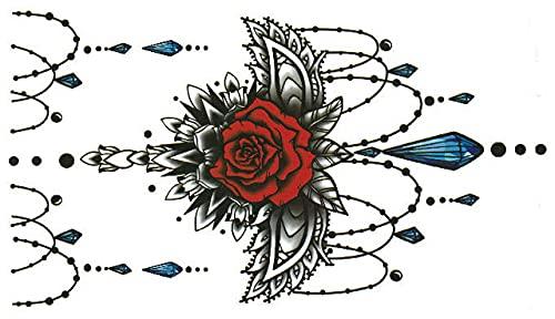 LEOARS Large Chest Temporary Tattoo Sticker, Back Waist Temporary Tattoo Sticker, Fake Tattoos for Women Lady, 8-Sheet