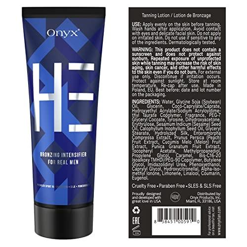Onyx Onyx HE Tanning Bed Lotion for Men - Indoor Tanning Lotion Accelerator & Bronzer, Quick & Dark Tan, Men\'s Tanning Lotion with Skin Firming, Muscle Bronzing Complex & Moisturizing Formula