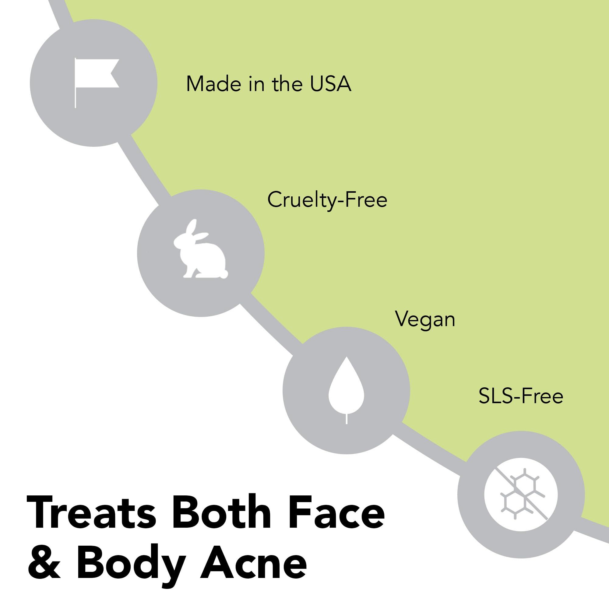 humane humane Benzoyl Peroxide Acne Body Wash - 5% Regular-Strength Acne Treatment for Face, Skin, Back and Body - 8 Fl Oz - Dermatologist-Tested Non-Foaming Cleanser - Vegan, Cruelty-Free