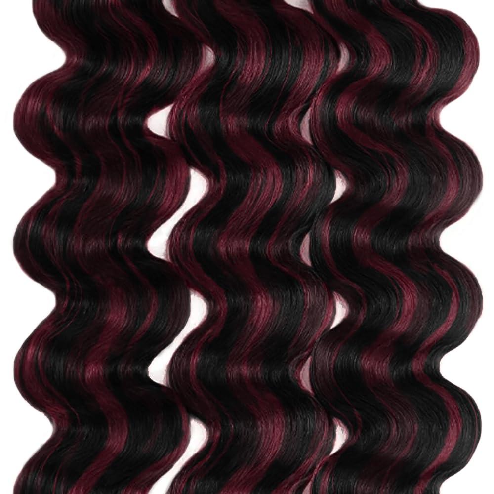 SUHKRPT 14 16 18 Inch P1B99J Bundles Highlight Body Wave Human Hiae Bundles Two Tone Black Mixed With 99J Burgundy Bundles Wine Red Body Wave Bundles Hair Extensions