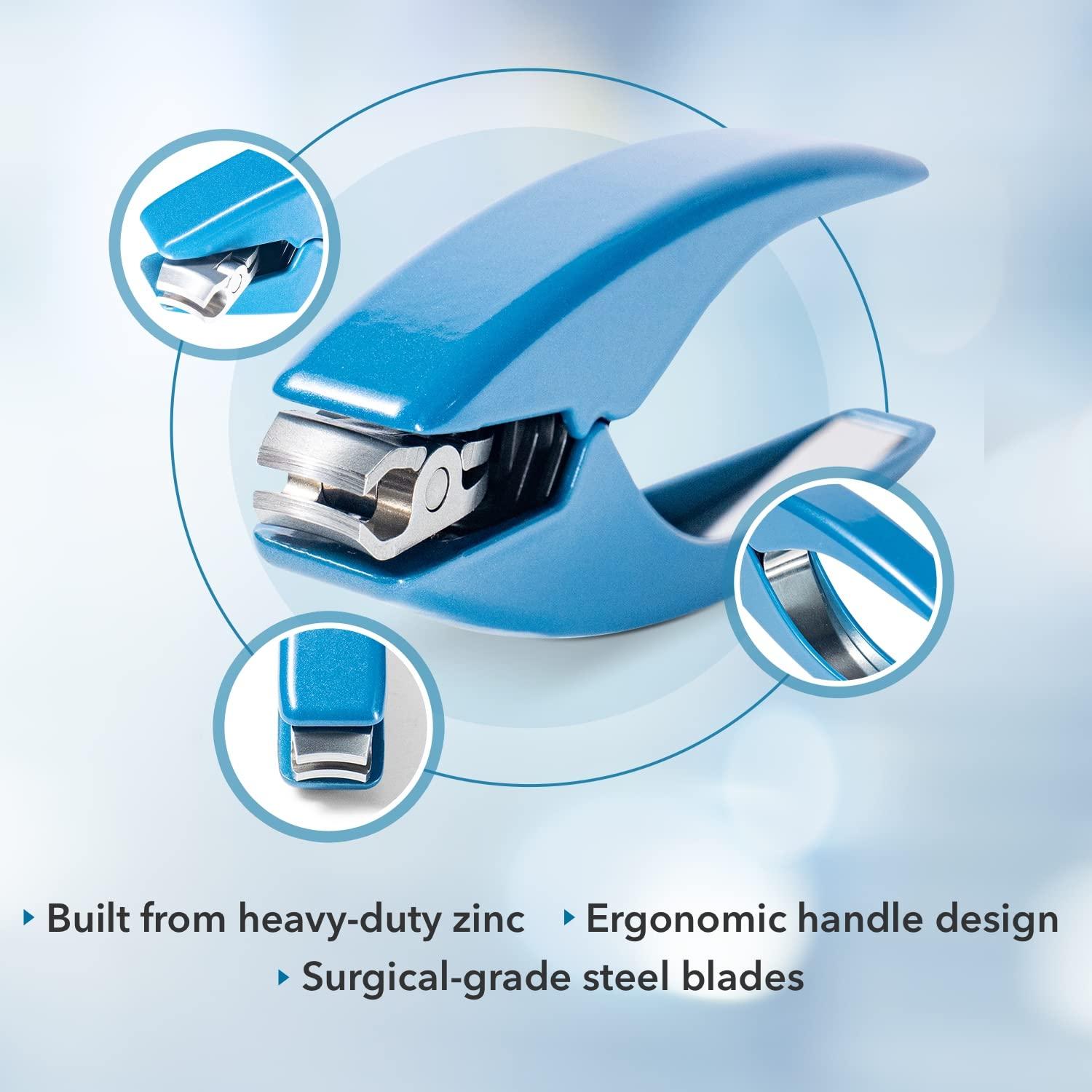 Azurro ClipperPro Omega Fingernail Clipper - Ergonomic Large Nail Clippers for Women & Men | Heavy-Duty Nail Cutters | Fingernail Clippers with 180 Swivel Head (Ice Blue Edition)