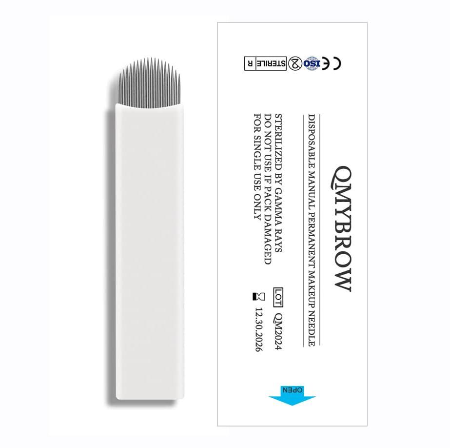 QMYBROW Brow Microblading Blades Fine Microblades 20Pack (White, 18U-0.25MM)