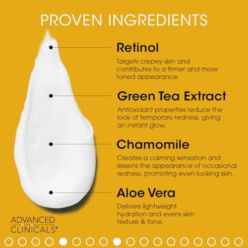 Advanced Clinicals Advanced Clinicals Retinol Body Lotion Moisturizer Face Lotion & Body Cream | Crepey Skin Care Treatment Targets Look Of Crepe Skin, Wrinkles, Sagging Skin, & Sun Damaged Skin, 16 Oz