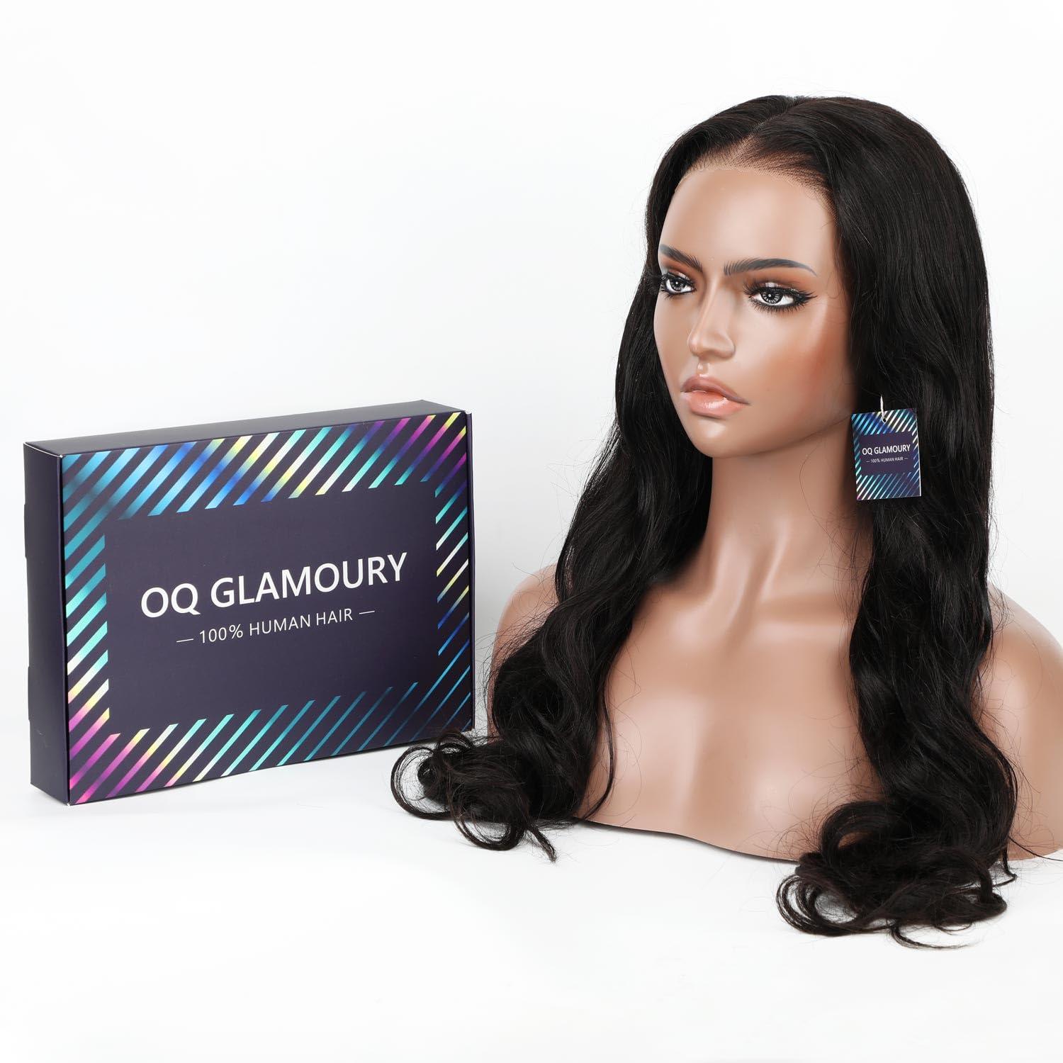 Generic OQ GLAMOURY 100% Wear Go Glueless Wigs Pre Cut Lace Body Wave Undetectable 6X4 HD Lace Wigs 180% Density Human Hair Wigs for Women Pre Plucked (20 Inch)