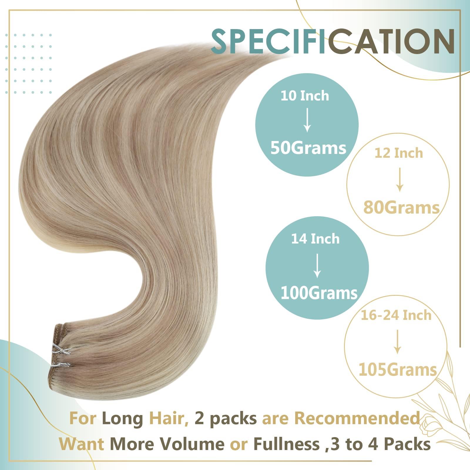 Full Shine Full Shine Highlight Blonde Tape in Hair Color 18/613 Tape in Hair And Weft Hair Extensions 18 Inch And 16 Inch