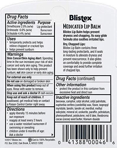 Blistex Medicated Lip Balm SPF 15, 0.15 Ounce (Pack of 6)