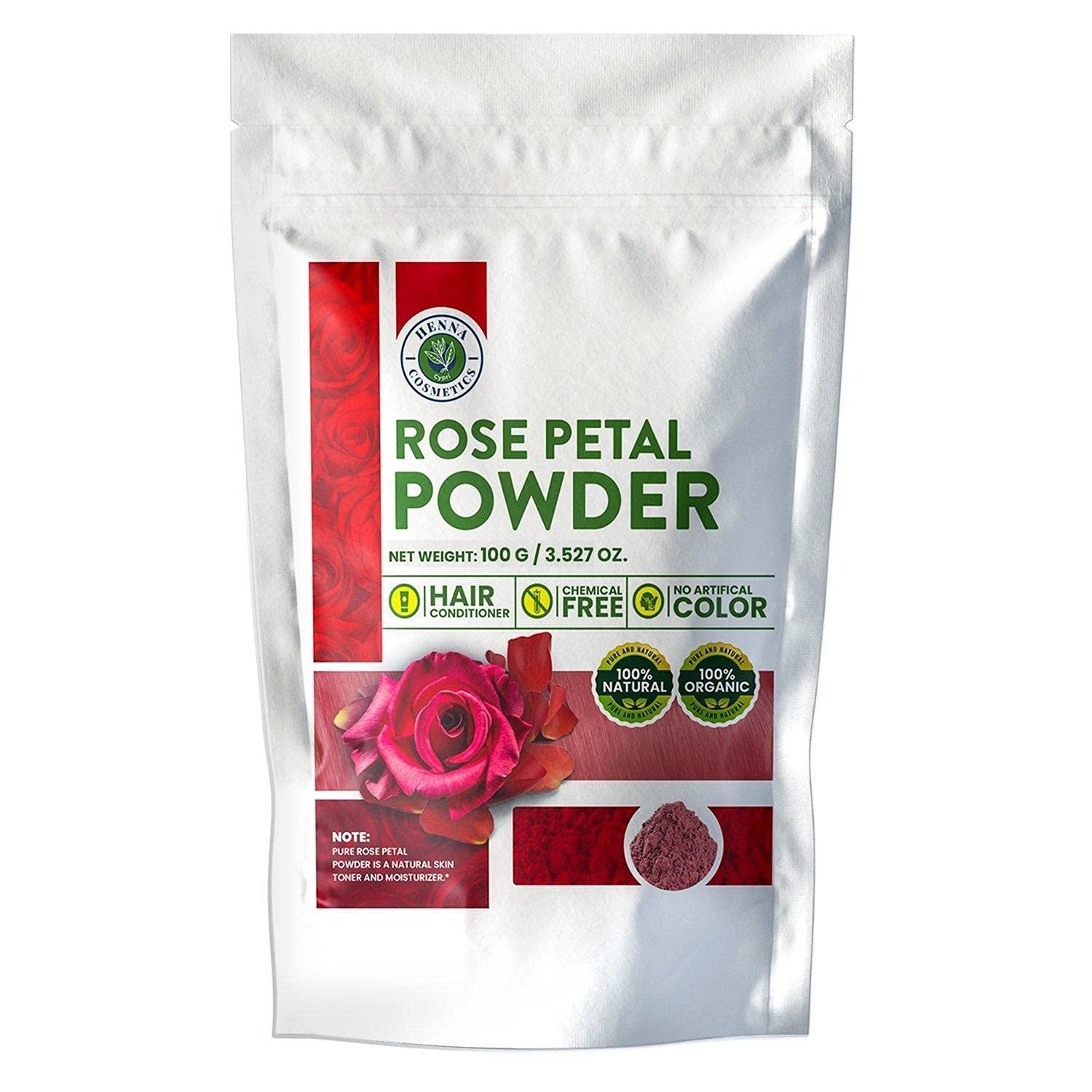 HENNA COSMETICS CYPRI Rose Petal Powder For Facial/Hair Mask Formulation, Skin 100% Organic | 100 Grams (3.53 ounces)| Henna Cosmetics