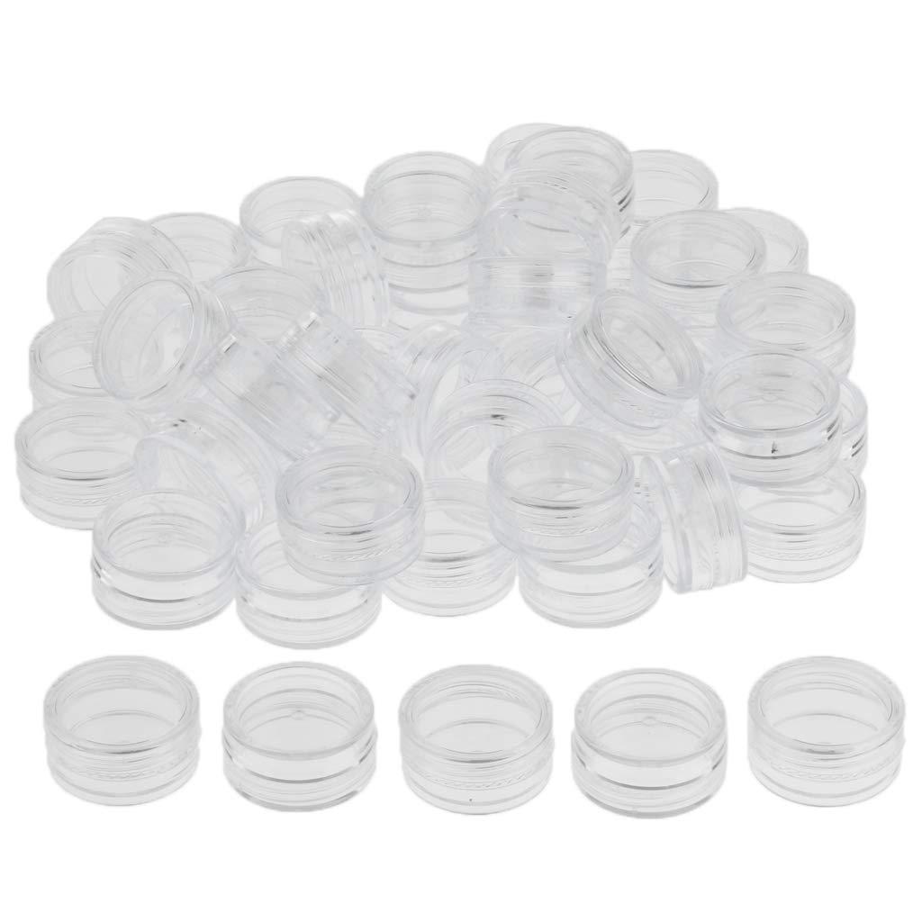 Baoblaze Baoblaze 2/3/5 Gram Jars, 50 pcs, Clear Cosmetic Sample Containers, Round Plastic Pot Jars with Screw Lid, Mini Bottle for Make Up, Lip Palm, Cream, Lotion, 2g