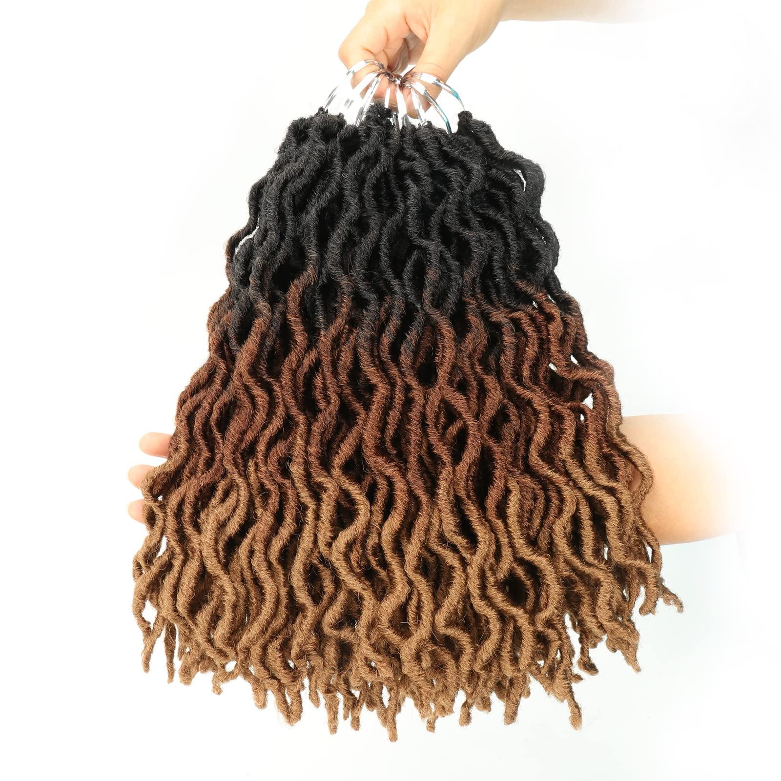 THEMIS HAIR Gypsy Faux Locs Crochet Hair 14inch 6Packs Soft Goddess Locs Pre Looped Crochet Braids Beach Curl Bohemian Dreadlock Hair Extensions14inch,OT1B/30/27