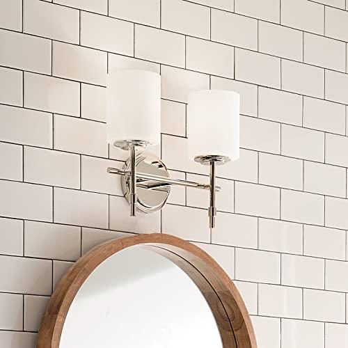 Kichler Kichler Ali 2 Light Bathroom Vanity Light in Polished Nickel with Satin Etched Glass Shades for use in Bathrooms and Powder Rooms, 52141PN