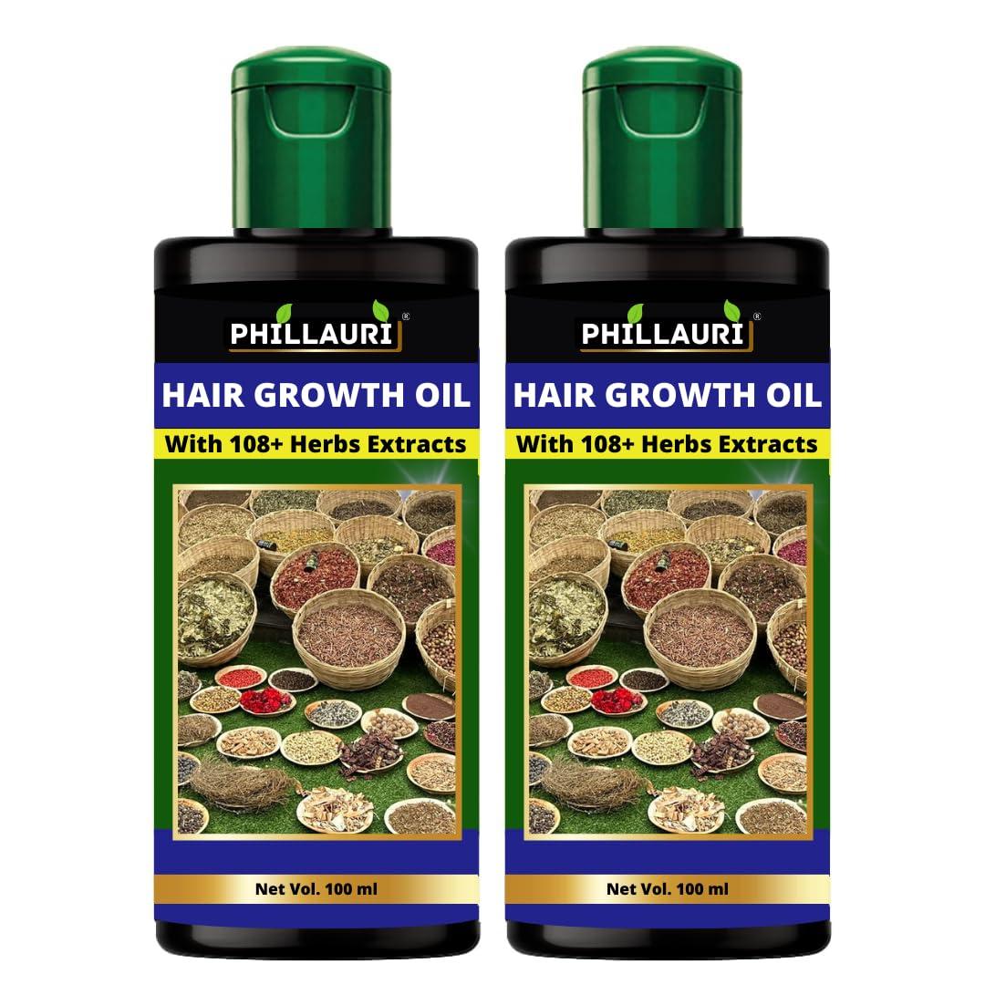 Phillauri Original Adivasi Herbal Hair Oil - 2 Pack for Hair Growth and Hair Fall Control, with 101 Rare Herbs, Unscented, 6.76 Fl Oz each, Unisex