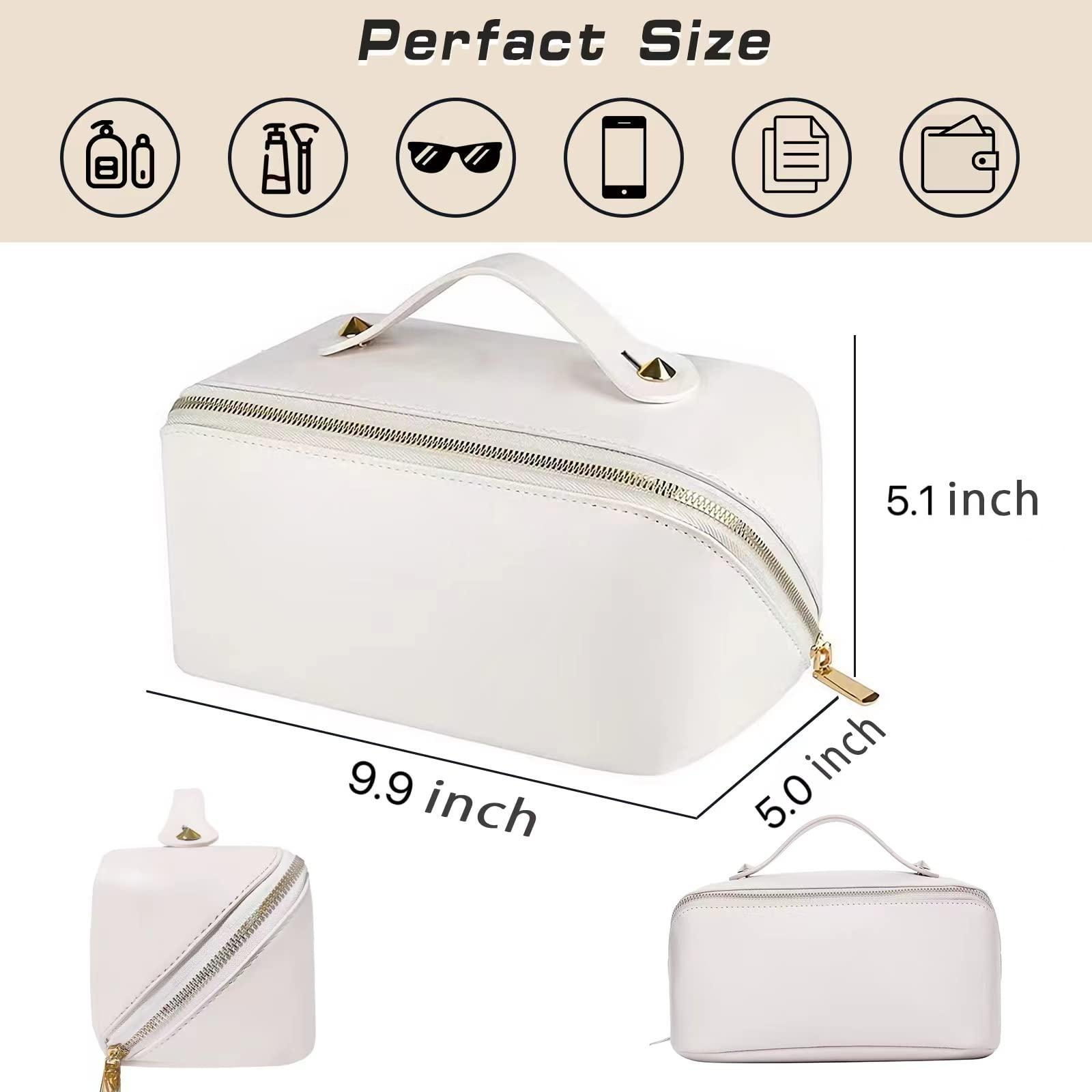 EMPIRIA EMPIRIA Makeup Bag,Empira Premium Everything Cosmetic Bag,Waterproof Large Capacity Travel Cosmetic Bag,Leather Travel Makeup Organizer Bag with Compartments and Handle,Toiletry Make Up Bag for Woman.