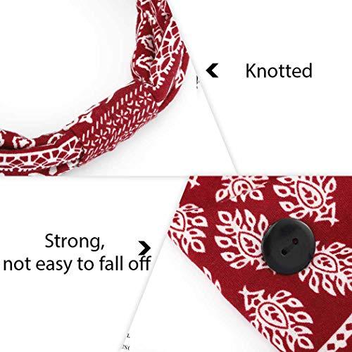Bohend Bohend Boho Button Headband Wide Stretchy Daily Use Knotted Headwear Sport Athletic Yoga Gym Hair Accessories for Women and Girls(3pcs) (D)
