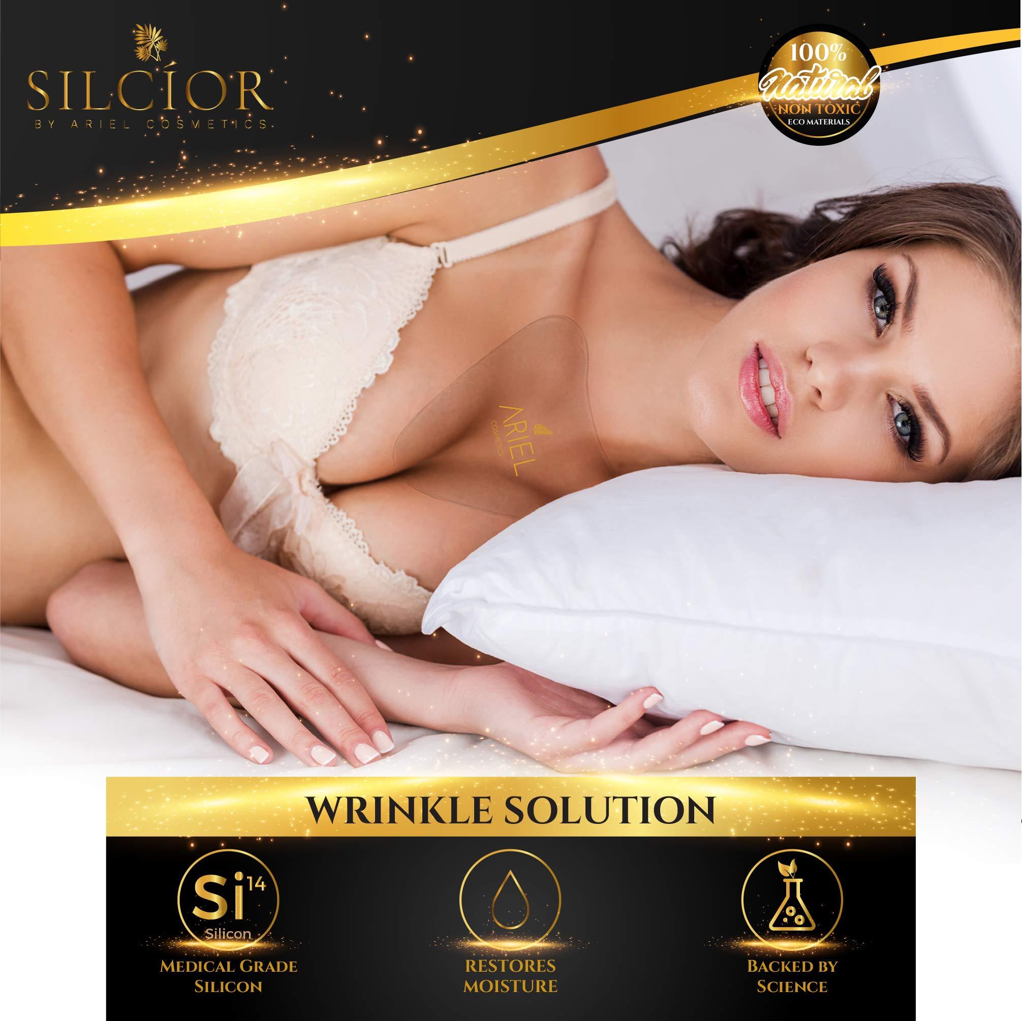 SILCÍOR SILCIOR 4 PACK Chest Wrinkle Pads, Silicone Chest Wrinkle Pad, Decollete Anti Wrinkle Chest Pads, Chest Wrinkle Pads Sleeping Reusable, Chest Patches for Wrinkles, Smoothing Pads