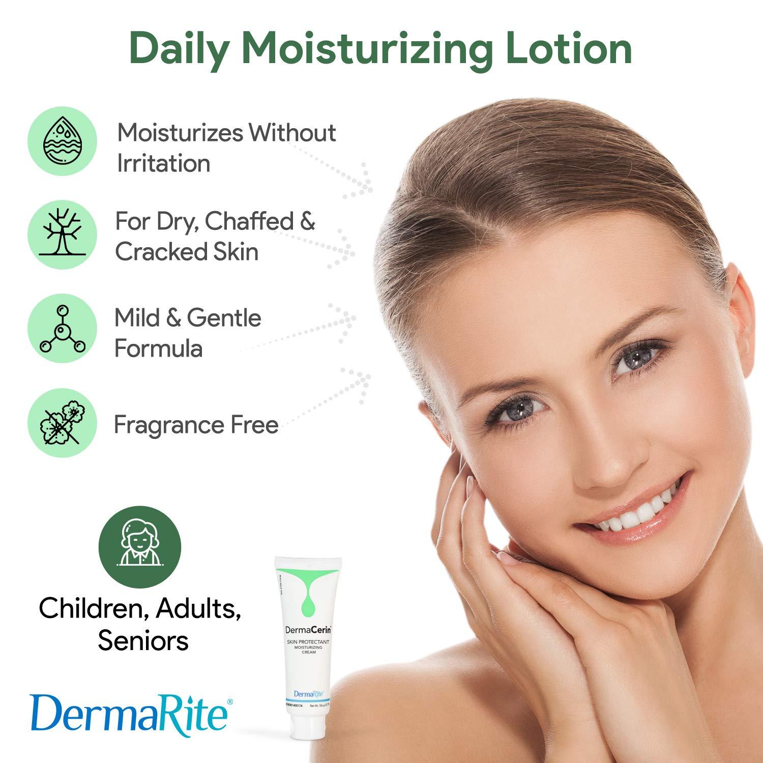 DermaRite DermaRite\'s DermaCerin Skin Protectant Moisturizing Cream - Unscented Daily Hand and Body Moisturizer Barrier Cream - 4 oz. Tube, 2 Count