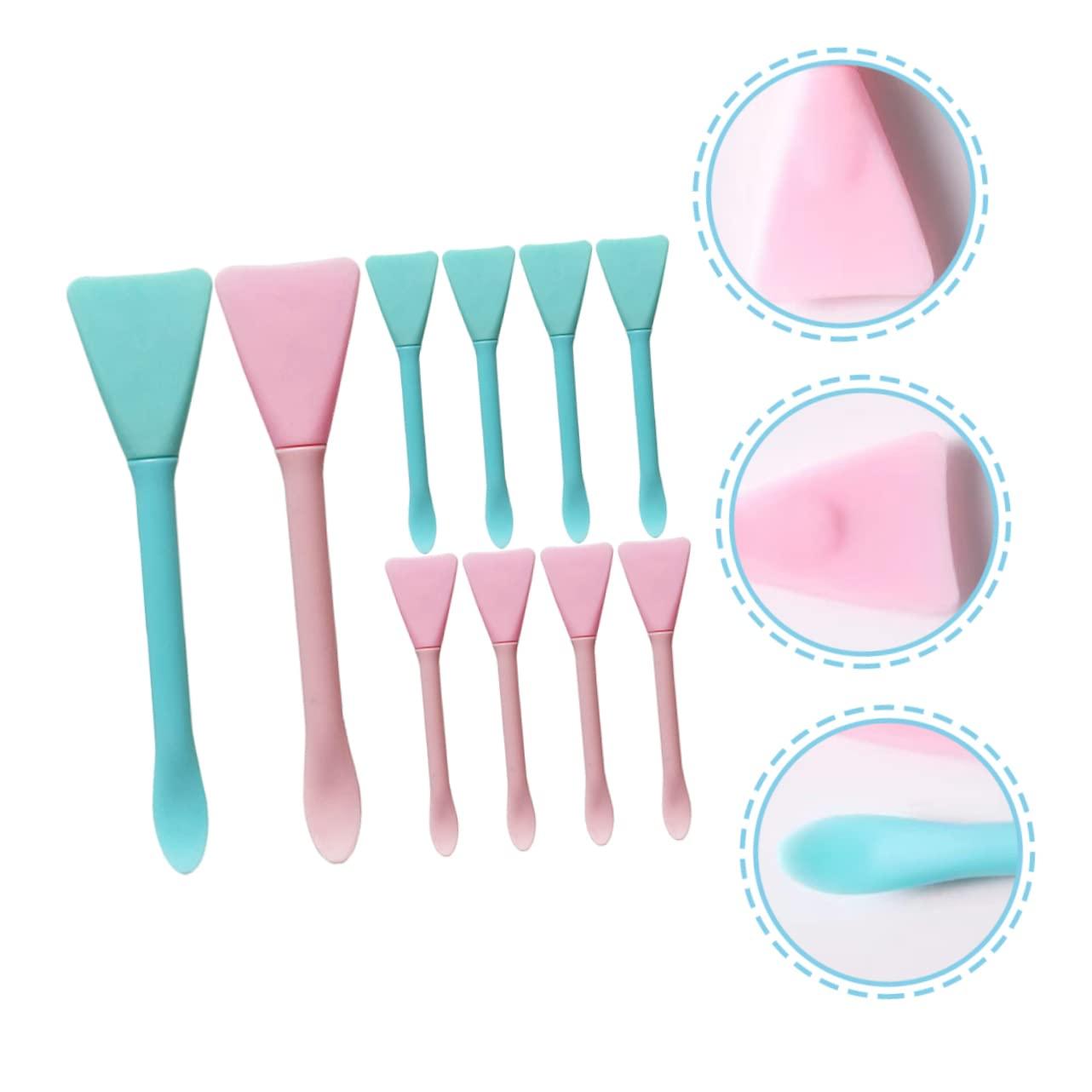 IWOWHERO IWOWHERO Facial Mask Brush Set of 10 Silicone Mud Mask Professional and Decorative Pink Blue