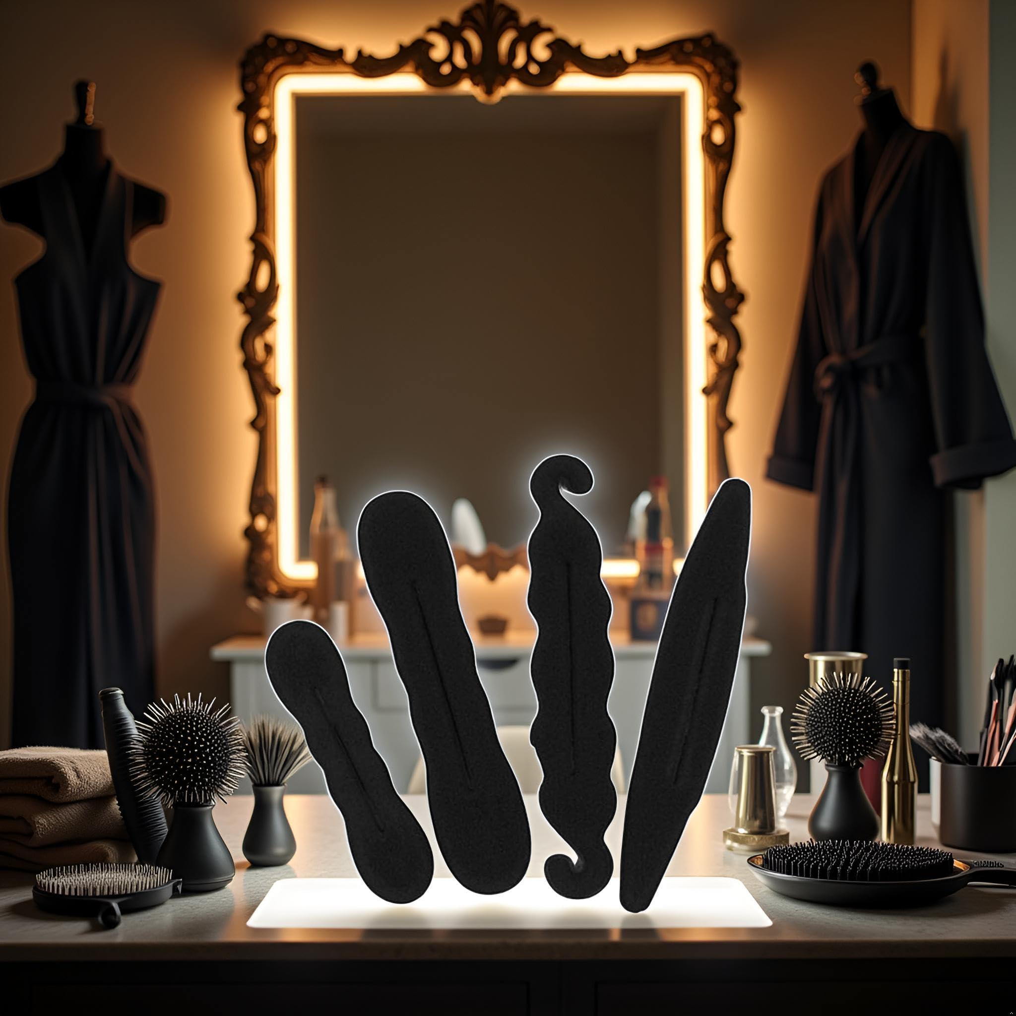 JJLFresheners 4Pcs Black Hair Bun Maker Magic Hair Styler Set Hair Styling Sponge New Released Elastics and Ties Hair Accessories