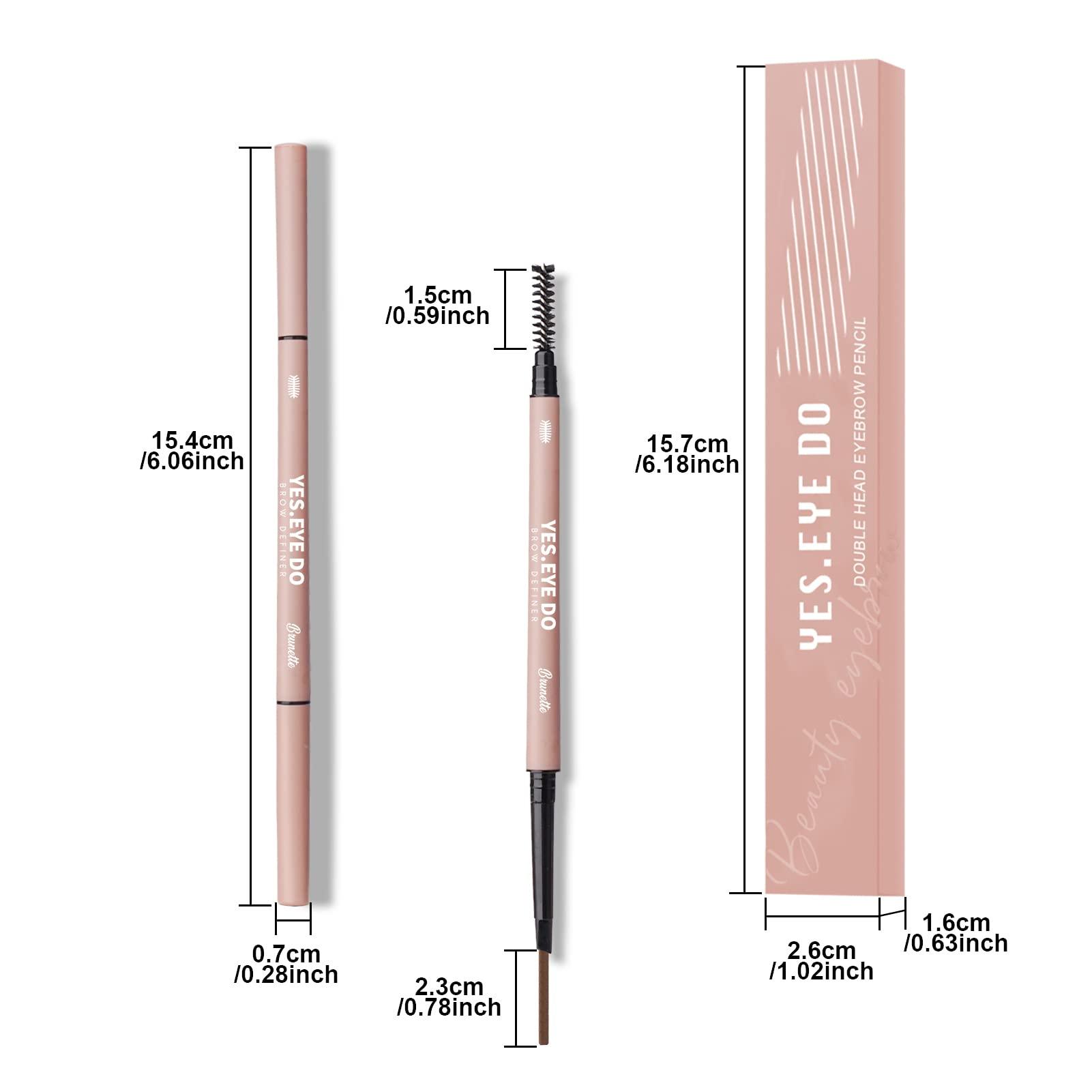 YES.EYE DO Grey Eyebrow Pencil for Older Women, Dual-Ended Gray Eyebrow Pencil for Grey Hair with Spoolie, Micro Triangle Tip Eye Brow Filler Pen for Natural Looking, Hair-Like Stroke, Gray, YES.EYE DO