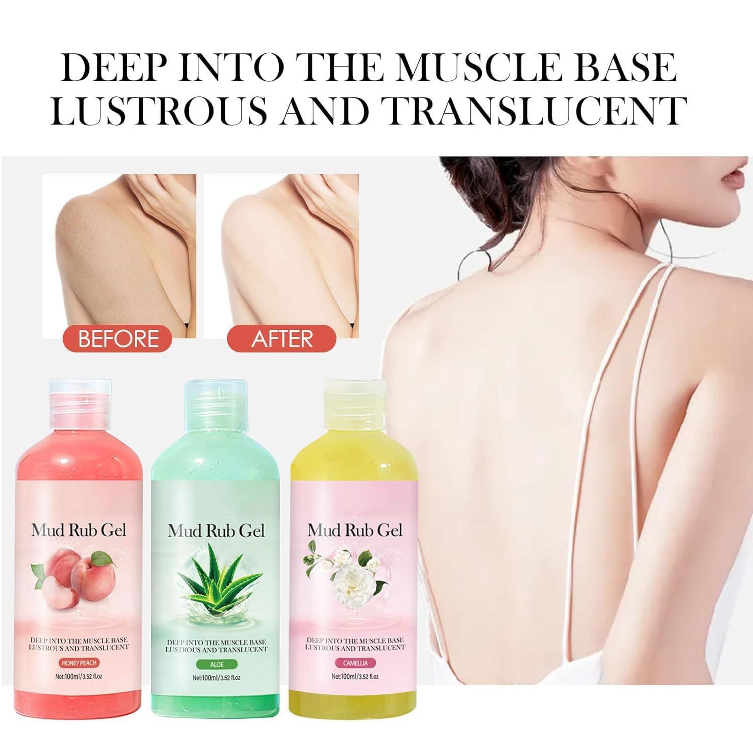 KLOUYHTY Mud Scrub Cream,Rubbing Mud Gel,Mud Rub Gel Body Exfoliator Scrub,Skin Cleansing Gel Mud Rub,Exfoliator Body Scrub,Peach Body Mud Rub Scrub,Remove Exfoliate,Improves Tone& Texture (Floral)