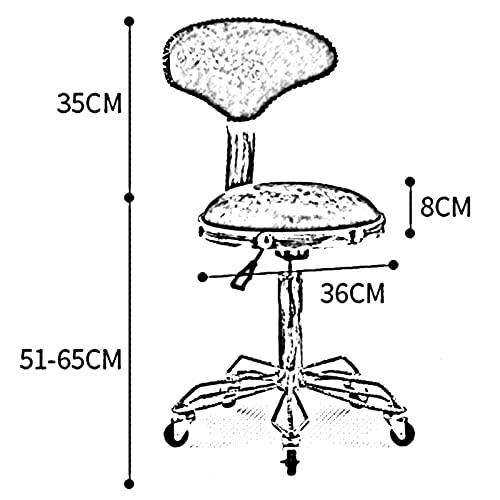 ZJXDPBF Rolling Bar Stools Massage Beauty Spa Adjustable Chair with Swivel Wheels, Rebar 5 Claws and PU Seat Copper Nail Decorationr:Brown-01