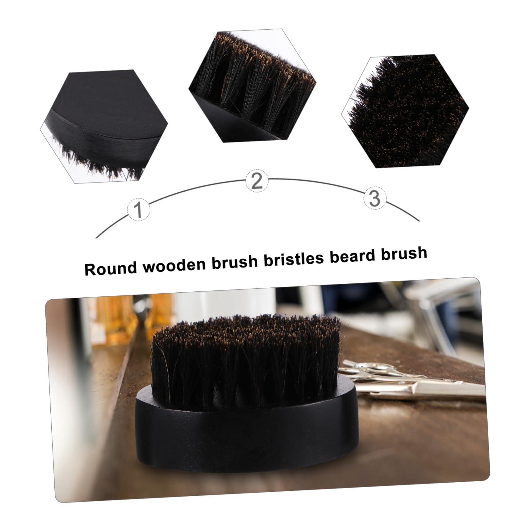 FOYTOKI FOYTOKI 1pc Pig Bristle Beard Brush Mustache Trimming Scissors Pro Brush Hair Salon Tool Bristles Brush Beard Growth Brush Man Beard Care Tool Boar Bristles Beard Brush Black Bristle Hair