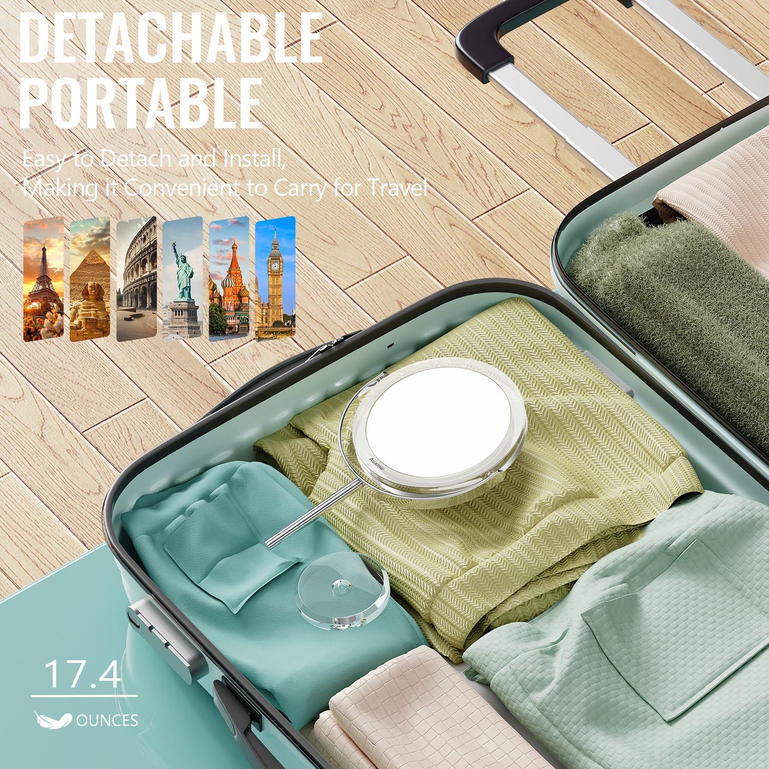 Auxmir Auxmir 1X/ 30X Magnifying Mirror, Makeup Mirror with Tweezer, Double Sided Round Vanity Tabletop Mirror, 360 Rotation Portable for Dressing Table Desk Bathroom Bedroom Travel, Clear