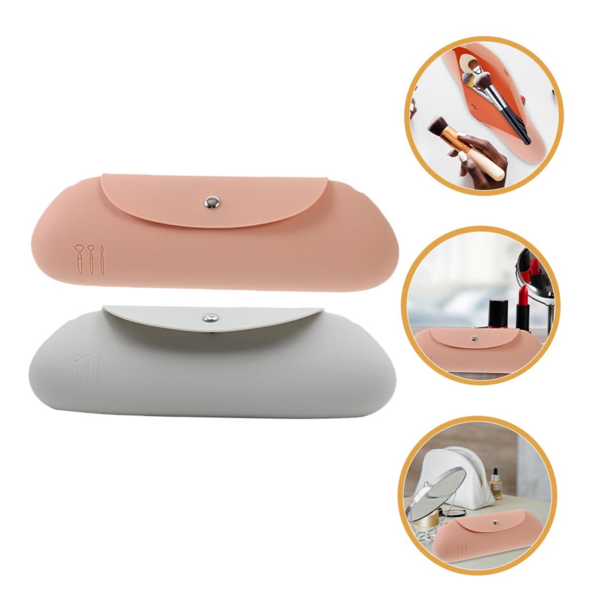 Mikinona Mikinona 2 pcs Silicone Makeup Bag Brush Holder Slots Compact Travel Makeup Brush Case for Women Girls