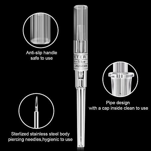 WZPB Catheter Needles - WZPB Catheter Needles 10Pcs 16G Piercing Needle IV Needle Catheter Needles Kit for Ear Nose Piercing