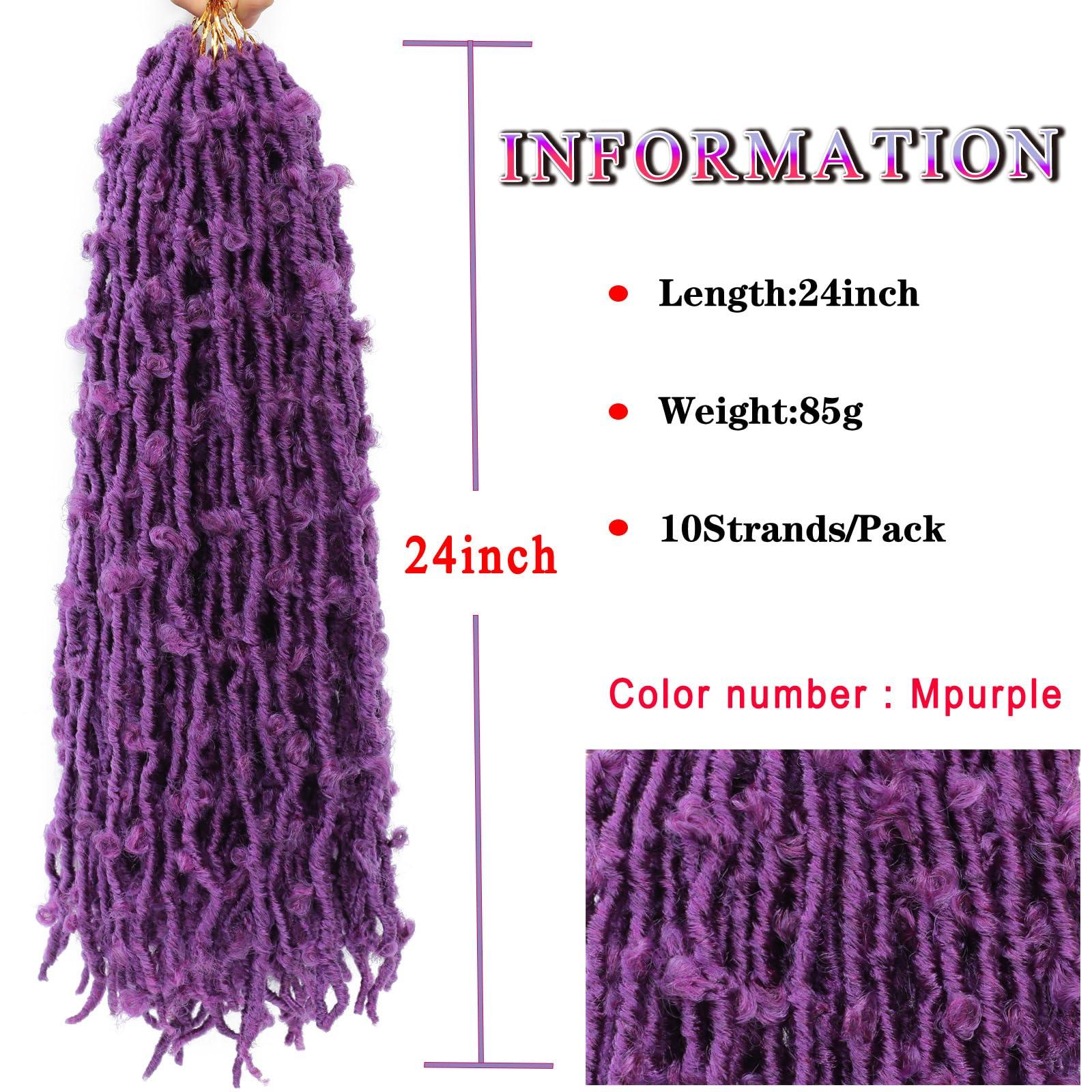 Duoduo Beauty Butterfly Locs Crochet Hair 24 Inch Purple Pre Looped Distressed Butterfly Locs Crochet Braids Soft Messy Butterfly Locs Crochet Hair Faux Locs Crochet Hair Extensions 6Packs (24Inch, MPurple)