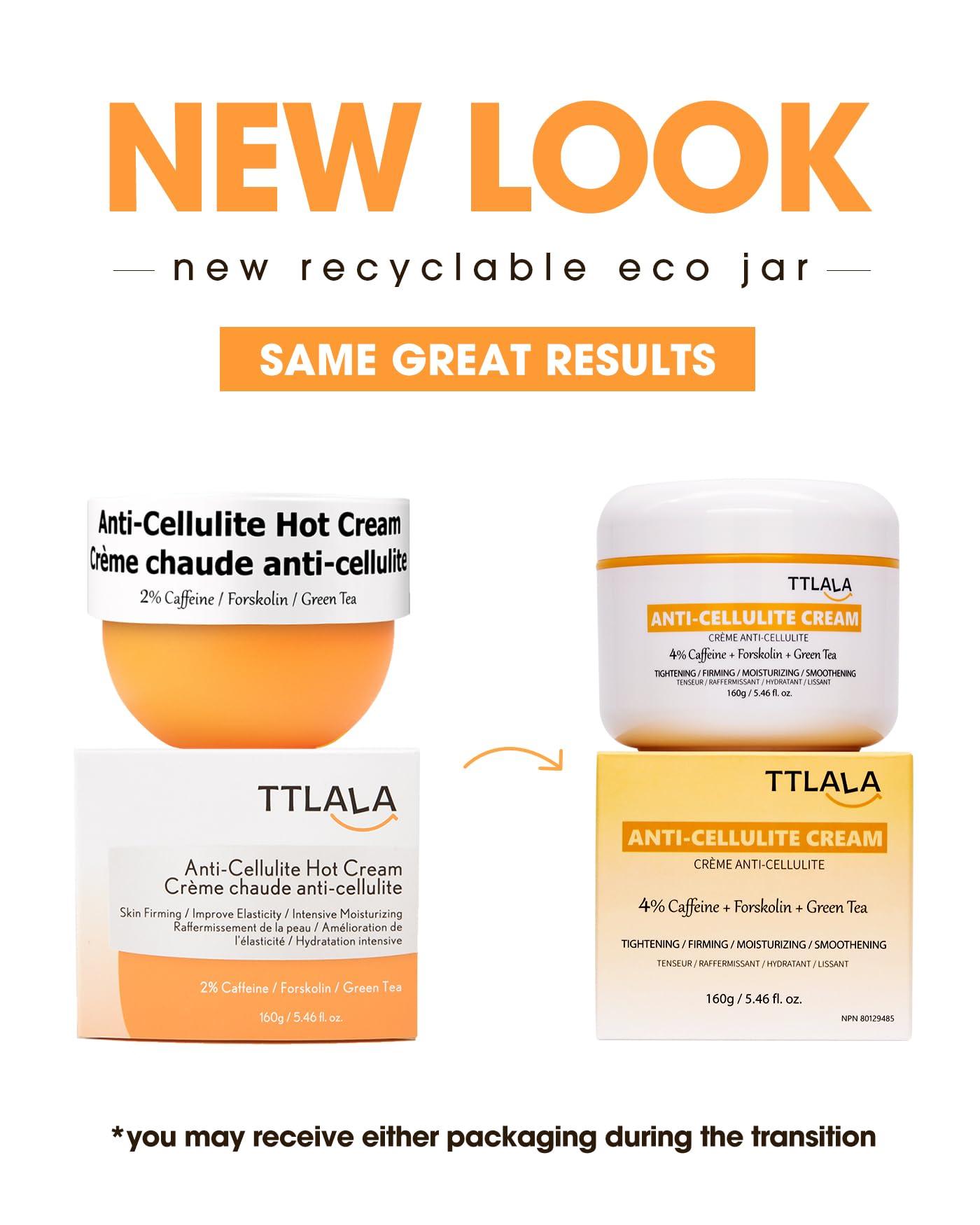 TTLALA Anti Cellulite Cream for Butt and Thighs, Hot Cream with 2% Caffeine and Forskolin, B Flat Belly Firming Cream and Skin Tightening Cream for Skin Firming, Moisturizing 5.4 oz