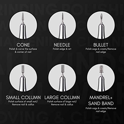 Makartt Portable Black Nail File Kit with Nail Drill Bit - 3XF Nature Nail Buffer Bit Bundle