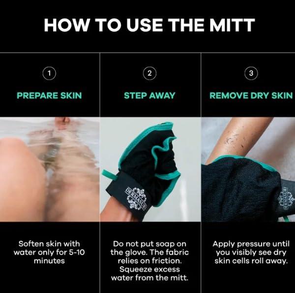 Dermasuri Dermasuri Deep Exfoliating Glove for Shower - Scrubbing Mitt Body Scrubber Gloves Skin Exfoliator & Eliminates Dead Skin - Keratosis Pilaris Scrub Spray Tan Remover - Korean Skincare for Body (2 Pack)