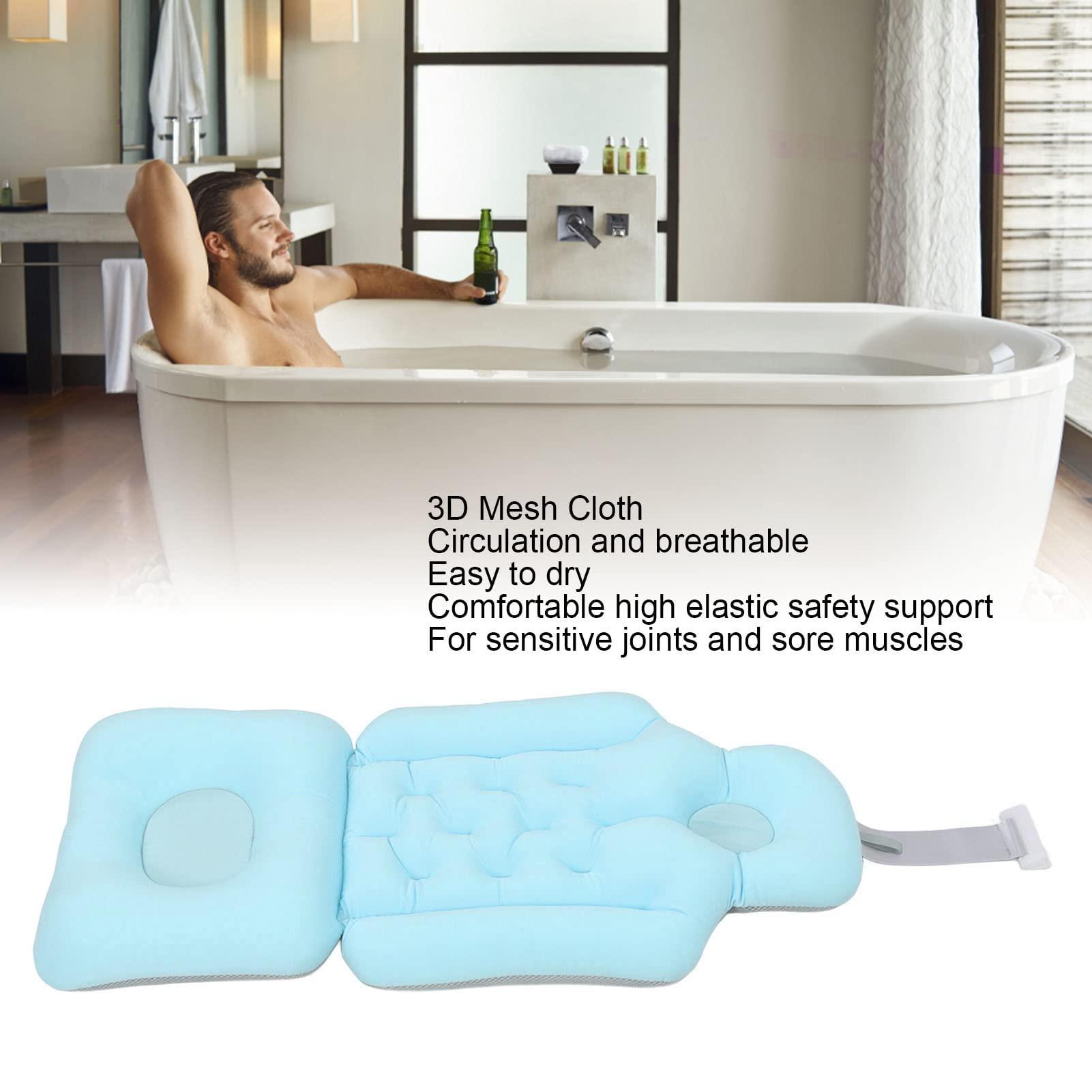 Wttfc 2Pcs Bathtub Cushion, Full Body Spa Bath Pillow Cushion, Soft Breathable Folding Bathtub Cushion Mattress, Comfort Head Rest and Back & Tailbone Support