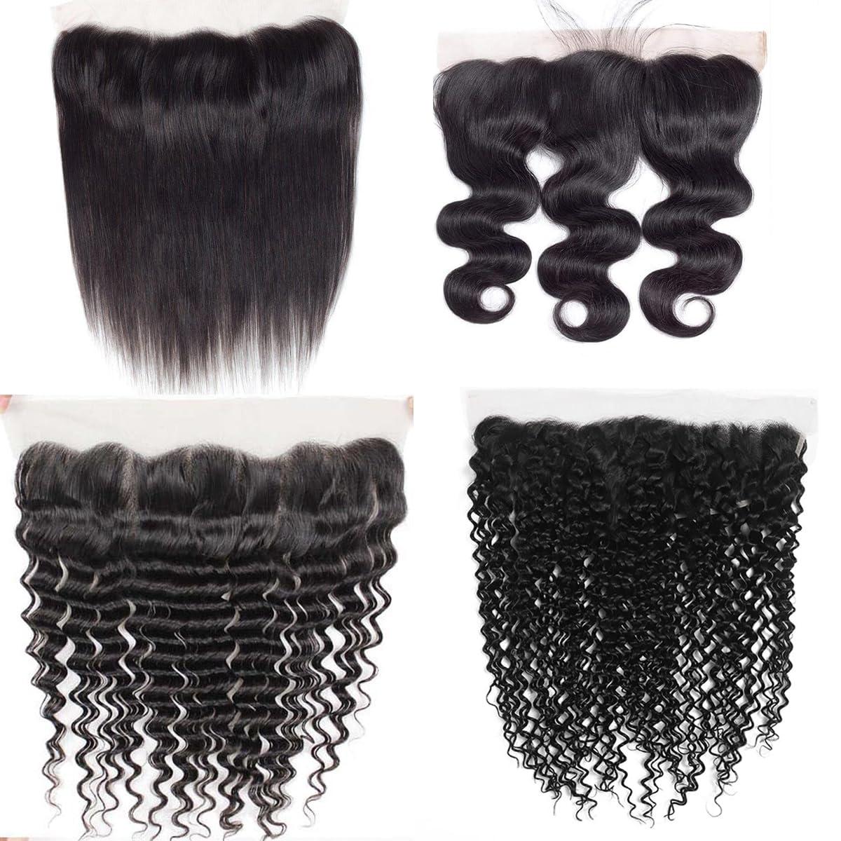 Doris beauty 13x4 Deep Wave Lace Closure Human Hair Deep Wave Lace Closure 100% Unprocessed Human Hair Free Part Deep Wave Closure Human Hair Natural Black Color (13x4 Deep Wave, 20 Inch)