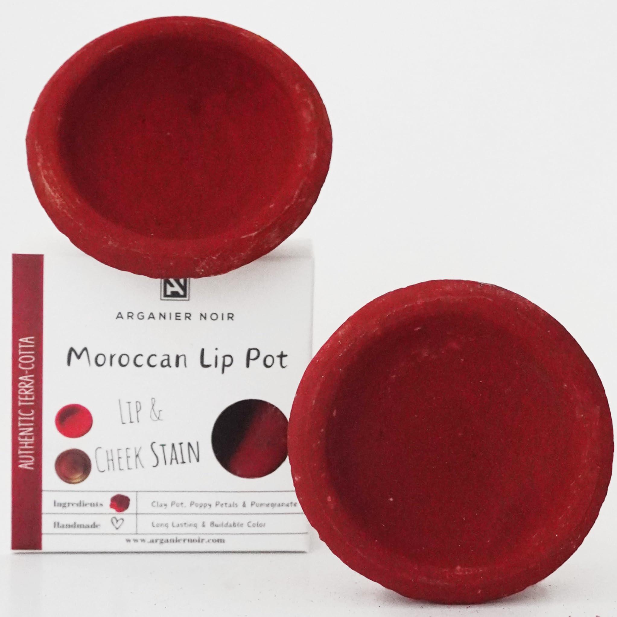 Arganier Noir Arganier Noir Moroccan Lip Clay Pot Authentic Moroccan Lipstick Lip and Cheek Tint, Red Buildable Color.