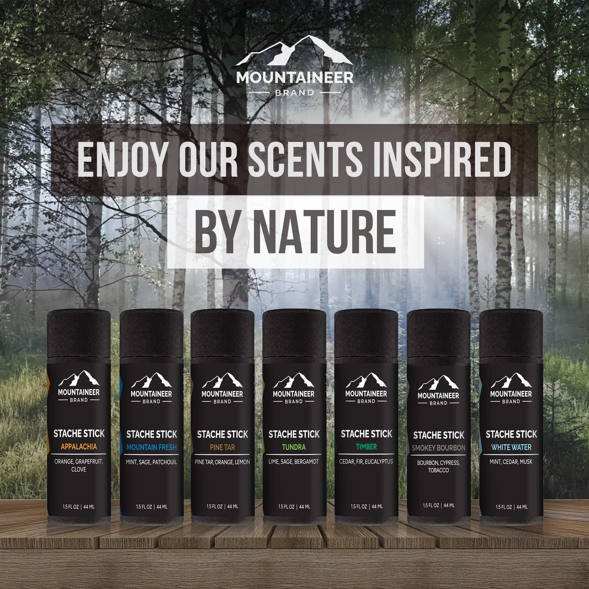 Mountaineer Brand, 100% Natural Always Mountaineer Brand Stache Stick | Mustache Wax for Men | 100% Natural Beeswax and Plant Based Oils | Grooming Beard Moustache Wax | Strong Hold | Smooth, Condition, Styling Balm | Timber 1.5oz