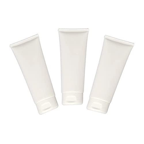 QUUPY 12PCS Refillable Empty Plastic Tubes White Cosmetic Containers Plastic Soft Tubes Bottle for Package Facial Cleanser Hand Cream Cosmetic Lotion(50ML)