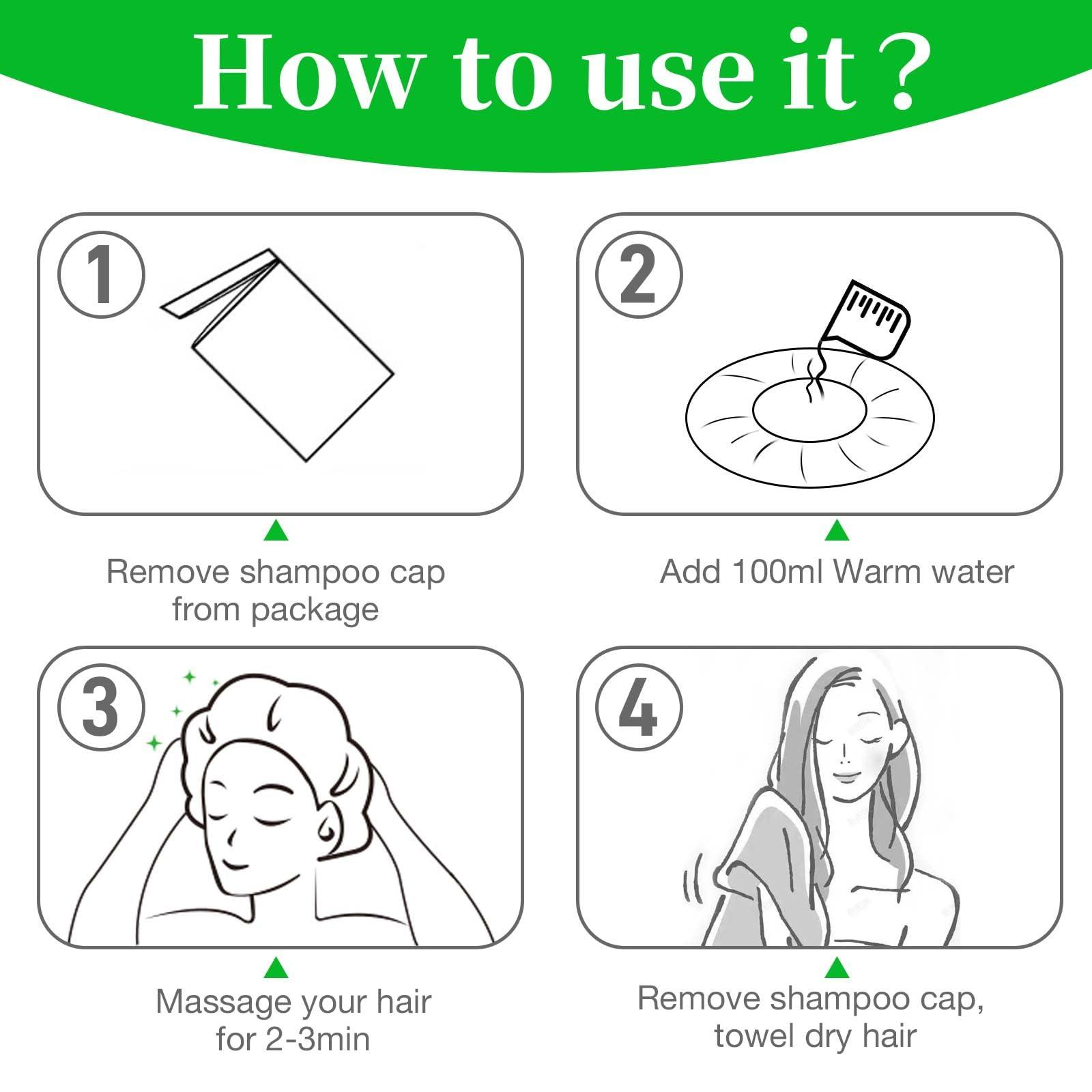 MED Shampoo Caps No Rinse Waterless Hair Washing Shower Caps 12 Packs for Elderly, Women, Hospital, Camping