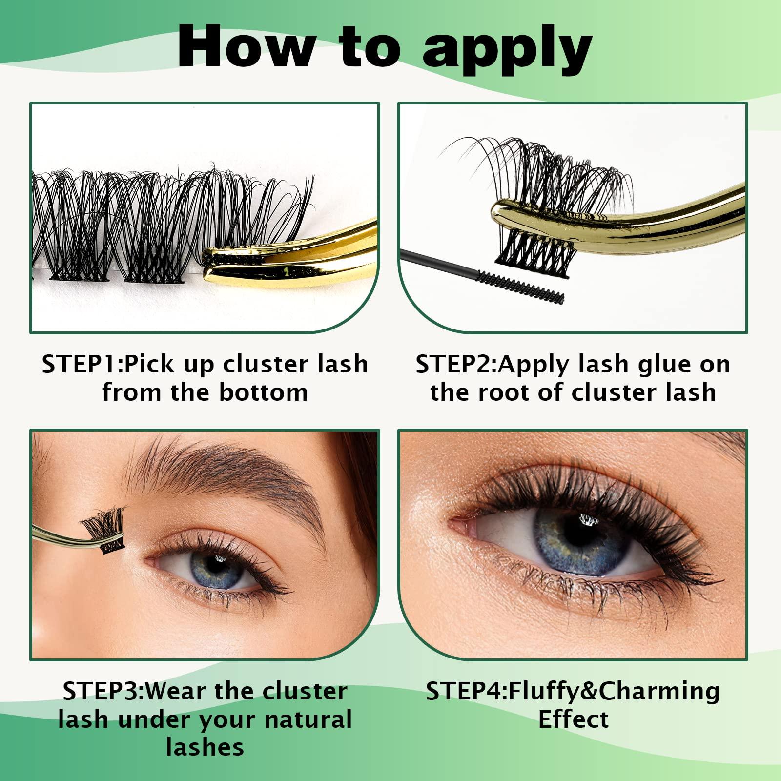 KEYYOU Lash Clusters 96pcs Individual Lashes Y11 D Curl 14mm Cluster Lashes KEYYOU Volume Wispy Lash Extension Soft&Comfortable Easy DIY at Home(Y11 D-14mm)