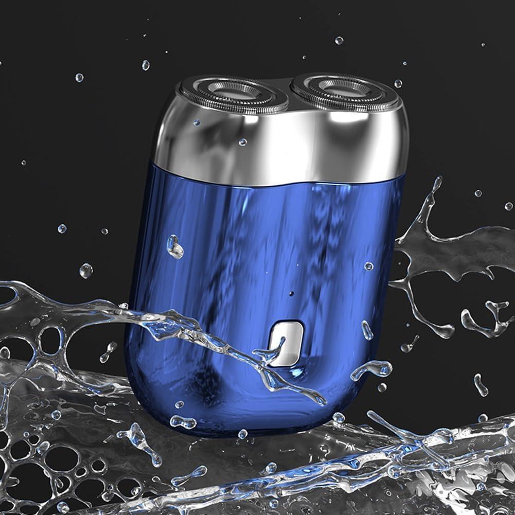 LEROON New Model Mini Dual-Head Electric Shaver, Mini Dual Head Electric Shaver, Mini Portable Electric Shaver, 2025 New Mini Razor Dual Head Portable, Double Head Razor (Blue+Silver)