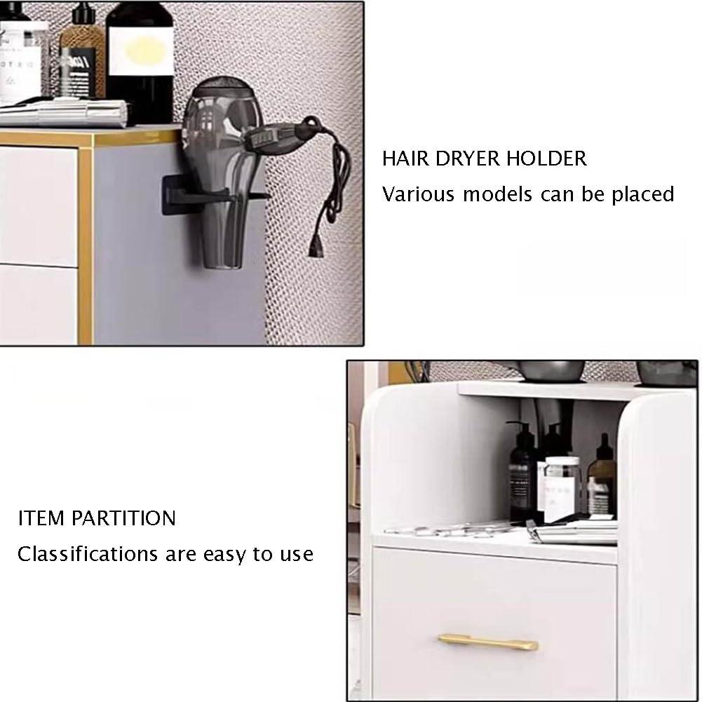 LXHELIVERY LXHELIVERY Barber Stations Storage Cabinet Beauty Salon Station with Dryer Holder Stylist Equipment for Hair Stylist with Tool Drawers Barber Shops (Color : Gray, Size : 35x30x80cm)