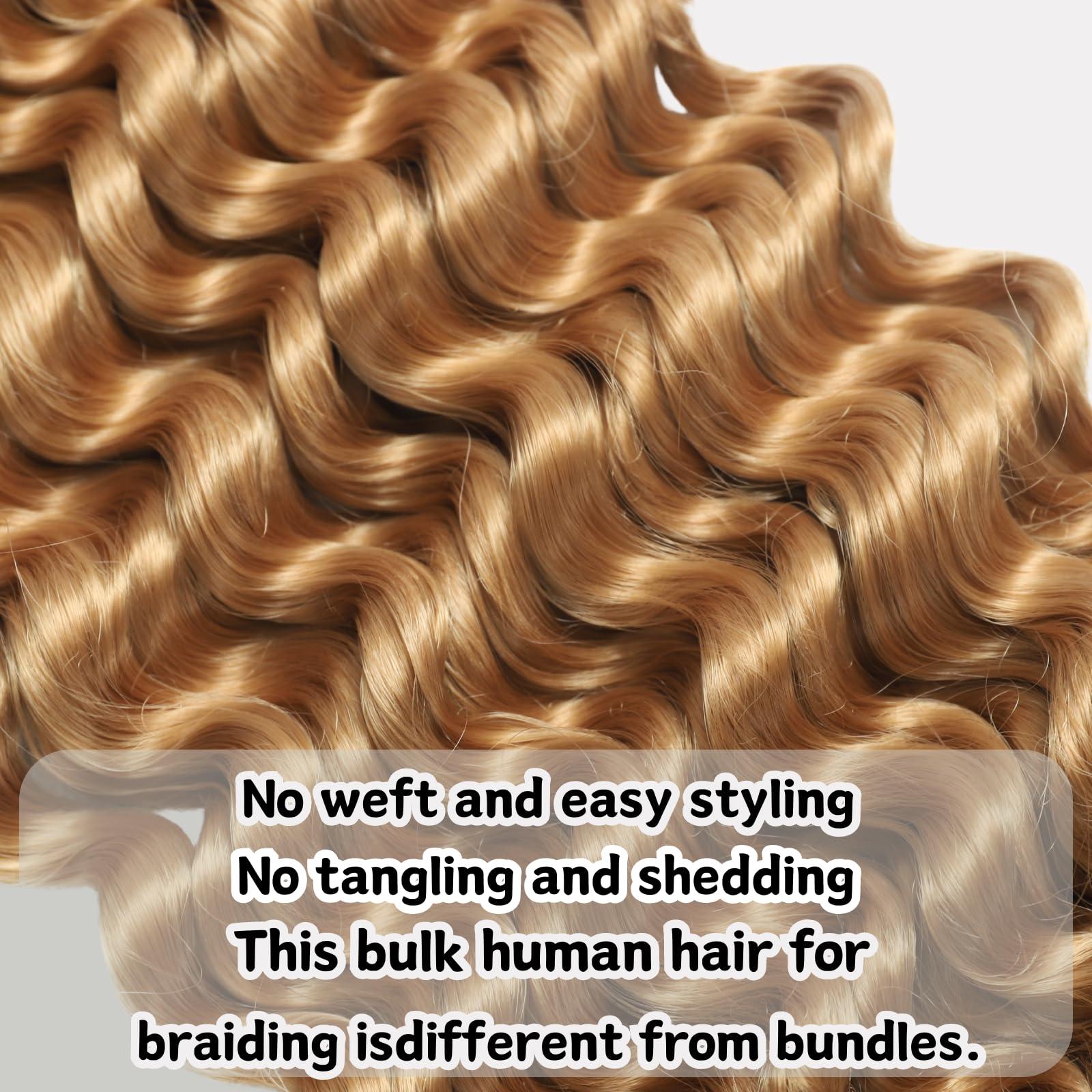 FCHLHFC Deep Wave Bulk Hair For Braiding Hair 20inch 150g No Weft Wet And Wavy Quality Synthetic Hair Braiding Extensions For Boho Braids2 Bundles/Pack 27#