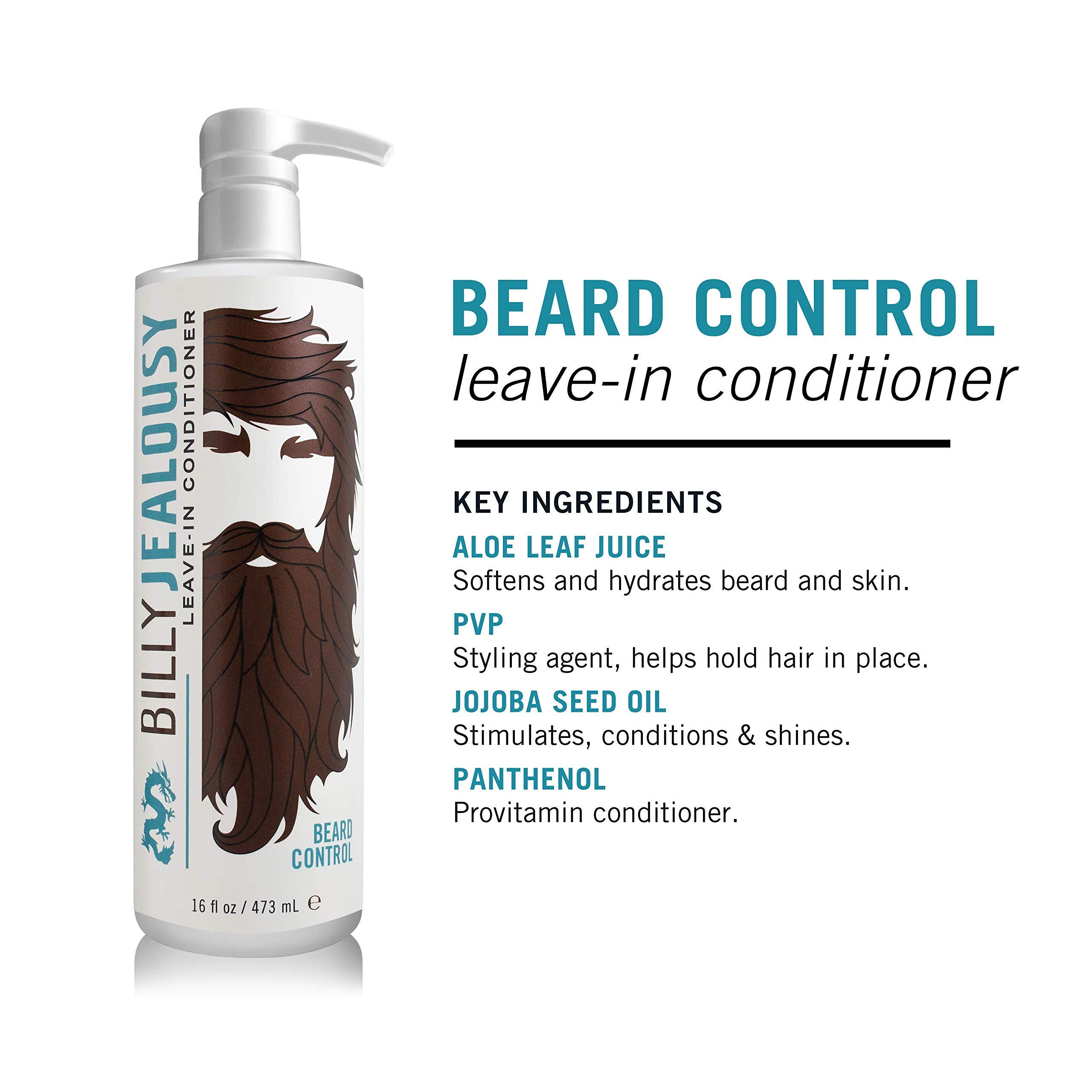Billy Jealousy Billy Jealousy Beard Control Leave In Beard Conditioner for Men with Aloe Leaf Juice and Jojoba Seed Oil, Softens Hair and Skin, Light Hold with Matte Finish, 16 Fl Oz
