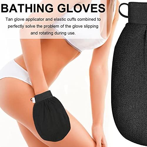 FCLEIH 2Pcs Deep Exfoliating Mitts Microdermabrasion at Home, Exfoliating Gloves Visibly Lift Away Dead Skin, Part of the Best Body Care Kit for Women & Men Exfoliator Tool(Black)