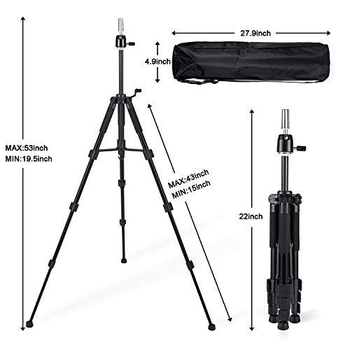 QISHI YUHUA QISHI YUHUA Wig Stand Tripod with Non-Slip Base Adjustable Mannequin Head Stand with Hook Heavy Duty Manikin Head Tripod
