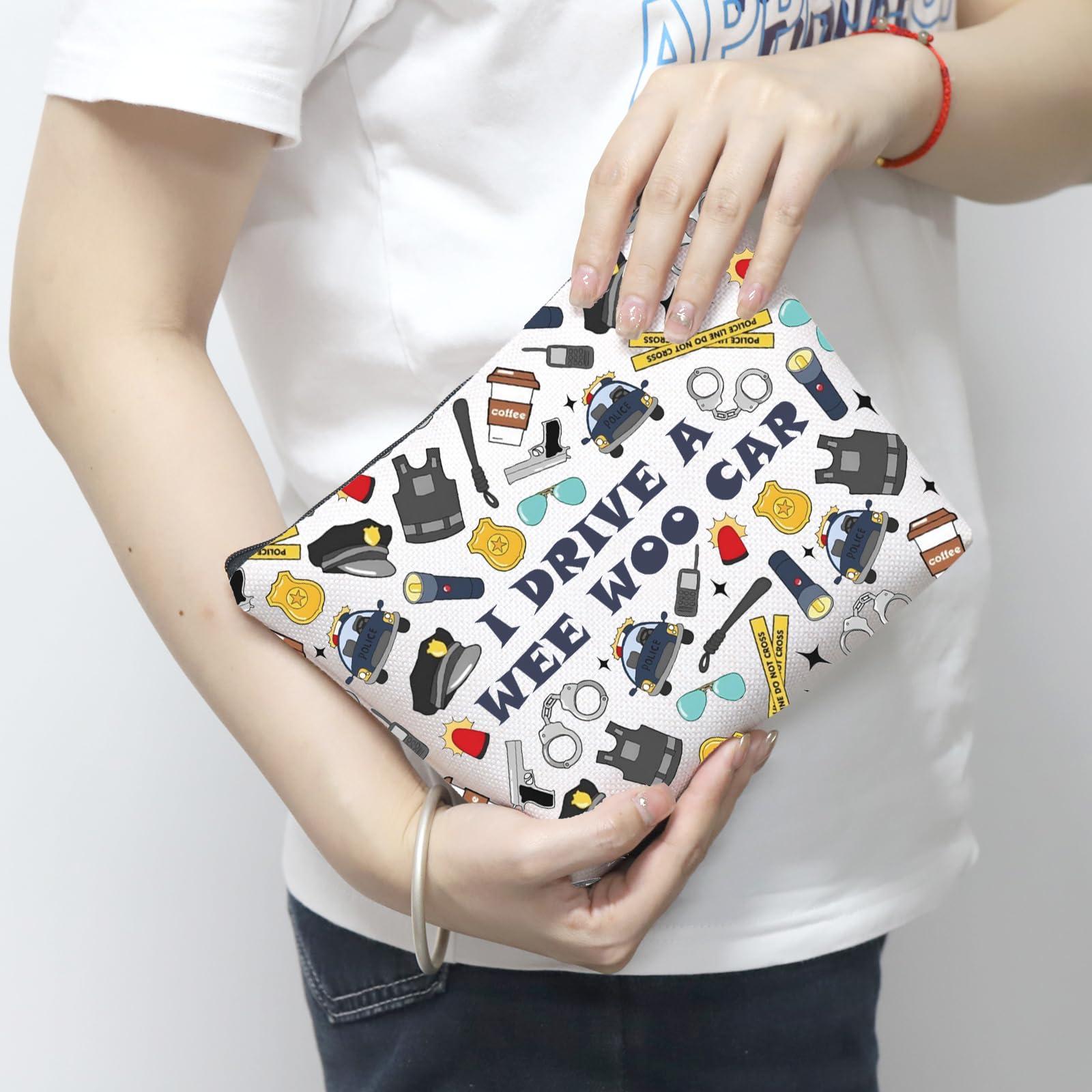 MNIGIU MNIGIU Funny Police Gift Cop Cosmetic Bag Police Officer Gift Police Grad Gift For Female (CAR Bag)