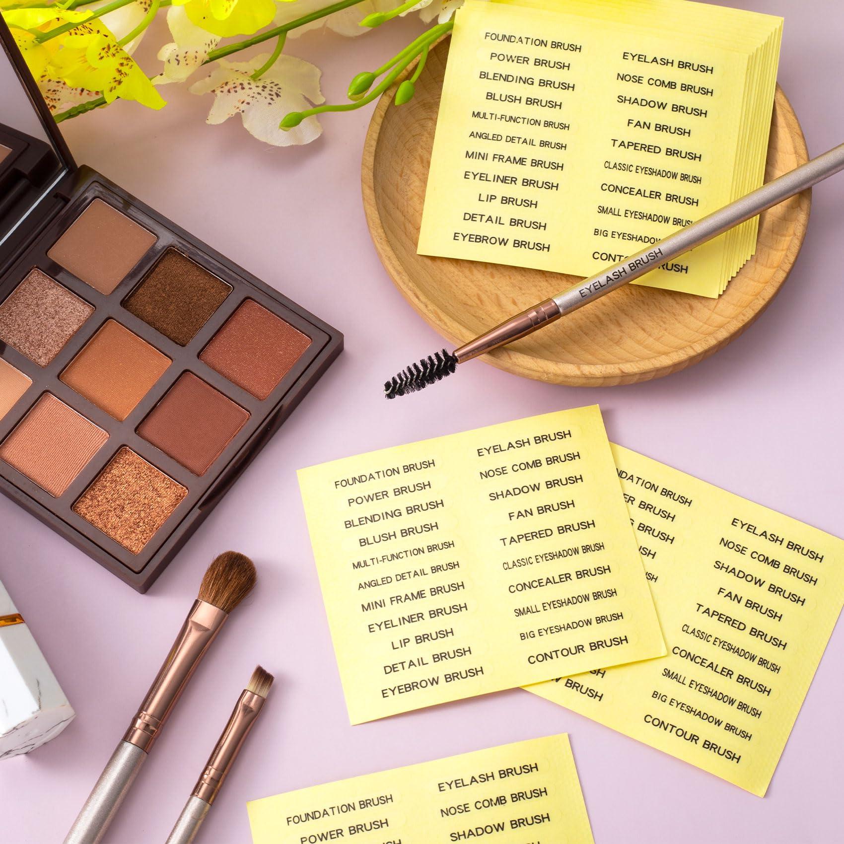 HINZIC HINZIC 420 PCS Makeup Brush Label Stickers, 10 Sheets Self-Adhesive Waterproof Brush Name Labels, Foundation Brushes Beauty Organization Labels for Beauty Salon Personal Use Women Girls